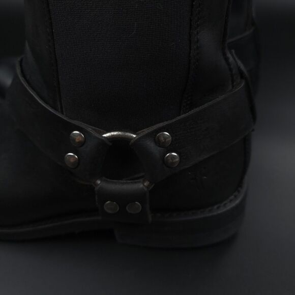 FRYE Stone Harness Chelsea Boots Black Boho Grunge Moto Biker Western Cowboy 9 - Picture 9 of 14